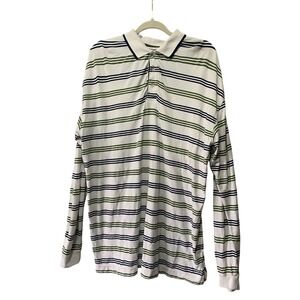 Coolibar Mens LarLong Sleeve Striped Polo Shirt UPF 50+ Sun Protection White e‎